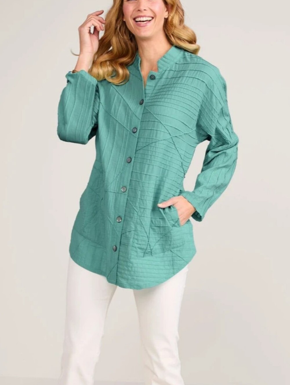 NEW Soft Surroundings Studio Abstract Long Sleeve Big Shirt XL Lagenlook Minimal